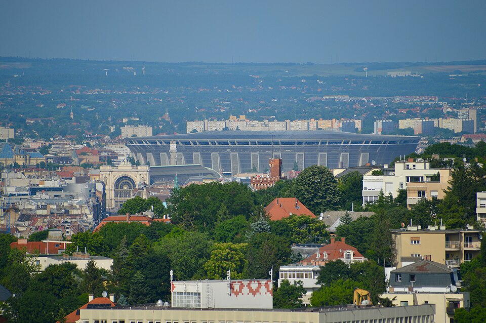 Puskas Arena seen from Sas-hegy hill in Budapest.