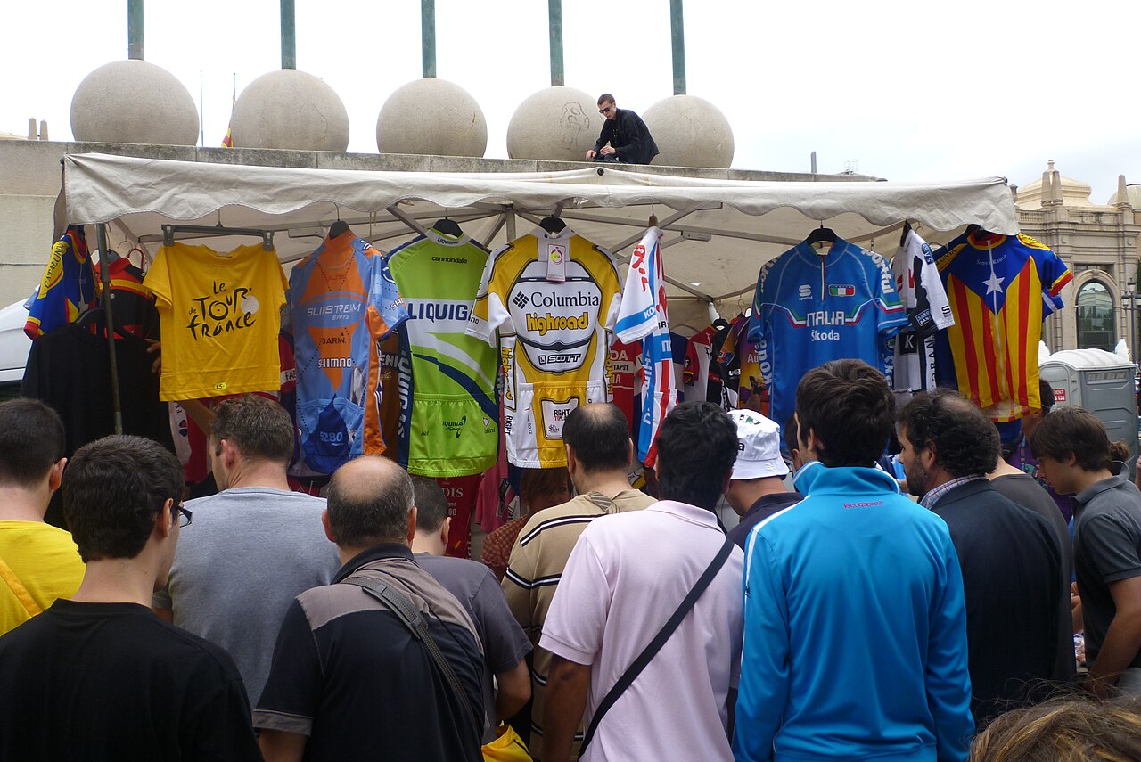Tour de France jerseys displayed in Barcelona.
